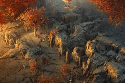 High Aerial Shot Cinematic Fantasy Painting