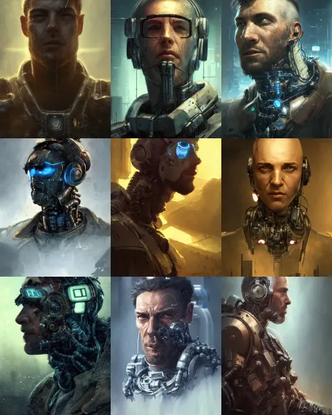 Rugged Research Engineer Man with Cybernetic Enhancements