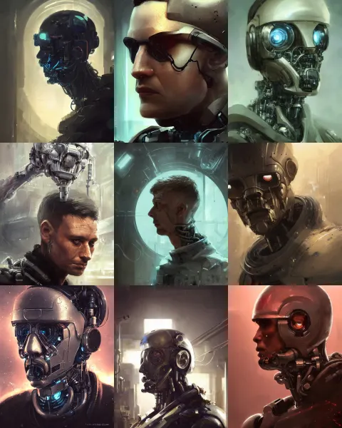 Laboratory Operator Man with Cybernetic Enhancements Seen from a Distance