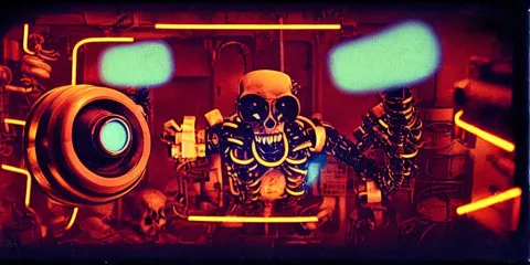 Movie Still 3 Film Photograph a Screaming and Angry Dangerous Shape Mechanical Creature