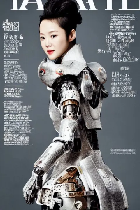 Professional Fashion Magazine Photo of Zhang Ziyi Wearing a Mecha Armor Suit
