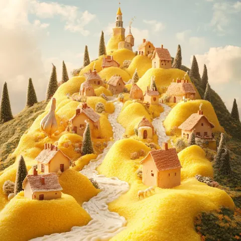 Cinematic Fairytale City Made from Mamaliga