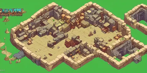 High Detailed Ìsometric Vector Art Presenting an Aerial View of a RPG Empty Room