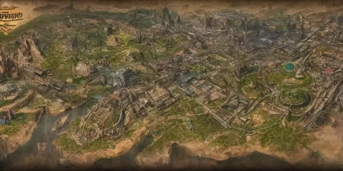 Vintage Map of a Sci Fi Fantasy Land