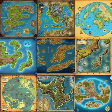 Retrofuture Fantasy Map of the Mercantile Polities of Weeping Strand Archipelago