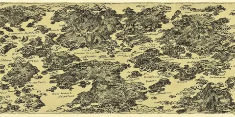 Detailed and Intricate Illustration of a Fantasy World Map