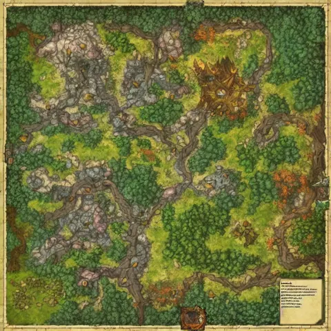 Full Color Fantasy Game Map of a Woodland Clearing