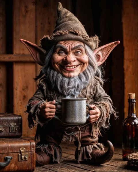 Whimsical Gnome Character in Cozy Setting
