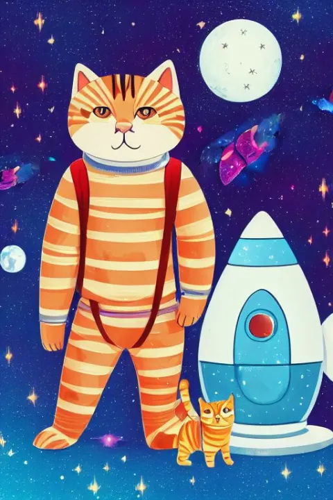 Beautiful Cat in Pajamas and a Bear