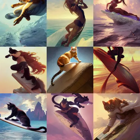 Cat Surfing Highly Detailed