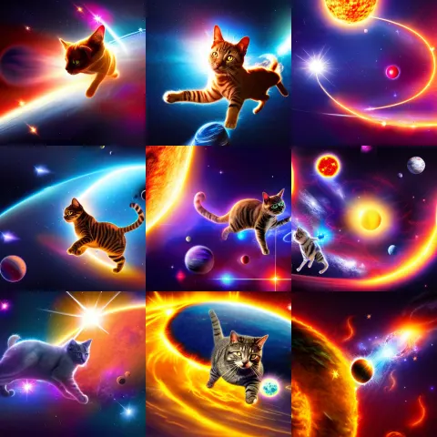 Concept Illustration of a Cosmic Cat Running Through the Solar Systems