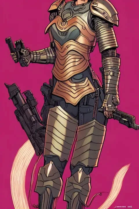 Comic Cover Art of a Stunning Female Paladin Wearing Copper Armor