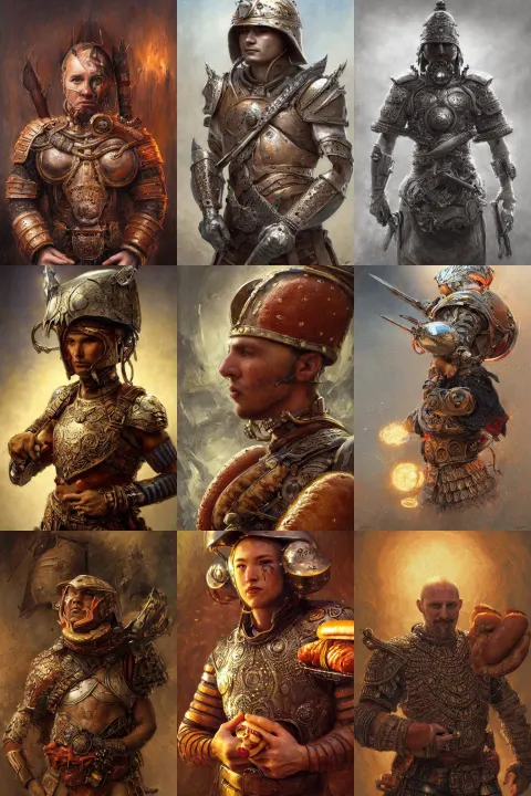 Portrait of a Warrior with an Hot Dog Armor Posing Ultra Realistic Illustration