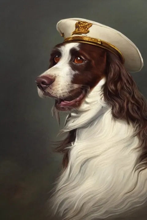 Painted Portrait of a Springer Spaniel with Brown Fur