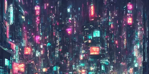 Big Futuristic Cyberpunk City at Night