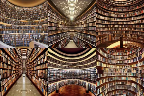 Never Ending Library That Has Books Lining All of its Curved Walls