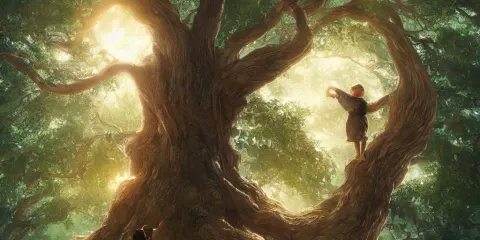 Beautiful Giant Tree Growing in the Middle of a Great Victorian Library