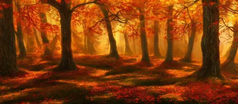 Landscape Painting of an Autumn Forest