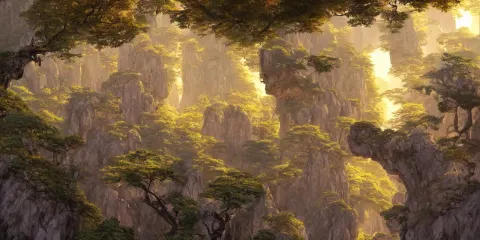 Huangshan with Levitating Stones in Zero Gravity