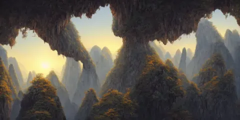 Huangshan with Floating Stones in Zero Gravity