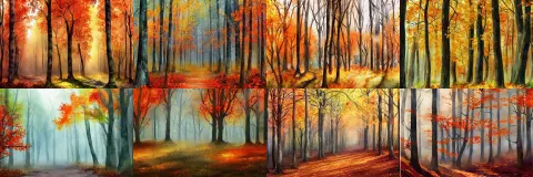 Autumn Forest High Quality Watercolors