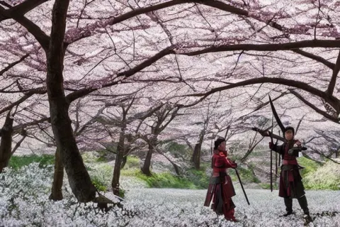 Vfx Movie Scene Closeup Japanese Warrior Couple