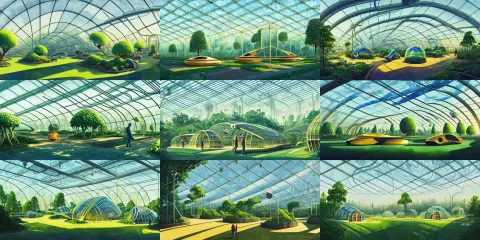 Beautiful Illustration of Futuristic Greenhouse