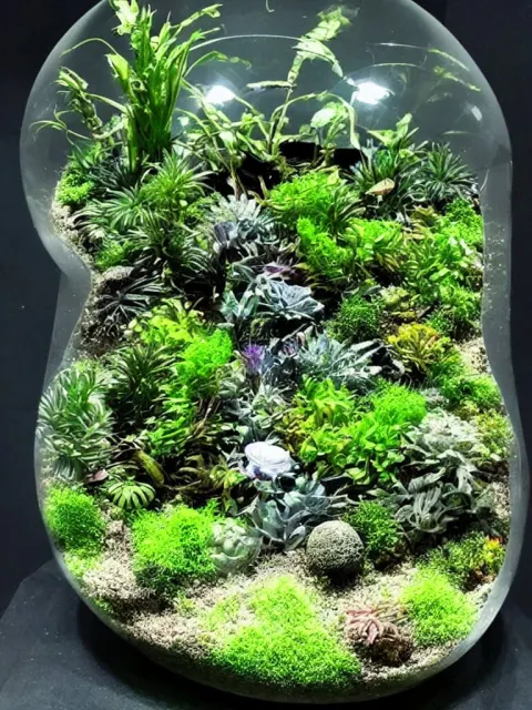Terrarium with Plants from a Differen Alien Planet