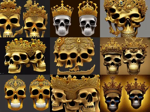 Beautiful 3 D Render of an Ornamented Skull