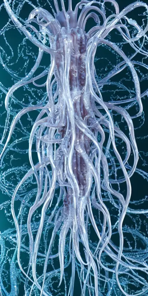 Photorealistic Render of a 3 D Alien Jellyfish Sculpture