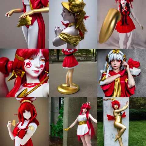 Girl Cosplaying a Sculpture of Reimu Hakurei