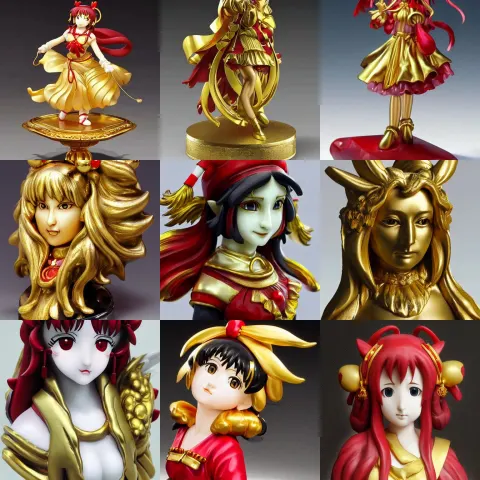 Gold Marble Sculpture of Reimu Hakurei