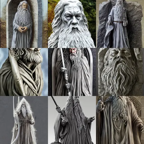 Impressive Marble Sculpture Depicting Gandalf the Grey's Iconic'you Shall Not Pass!'moment