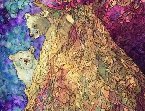 Fae Bear in a Crystal Cave
