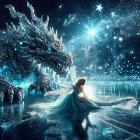 Shattered Dragon Ice Fairy Fantasy Scene