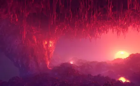 Beautiful and Stunning Digital Render of a Humongous Ruby Cave