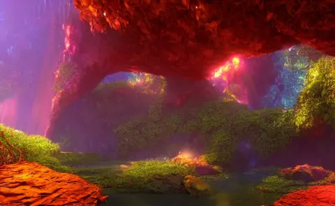 Beautiful and Stunning Digital Render of a Humongous Sapphire Cave