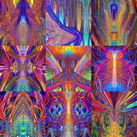 Interior of Colorful Bismuth Crystal Cave