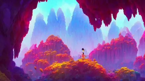 Colorful Crystal Cluster Cave