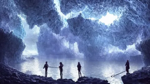 Inside a Intricate Crystal Cave There Was a Lake