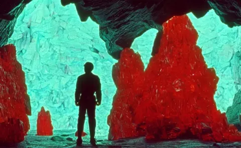 Screenshot of a Crystal Cave Made of Red Gemstone Kyber Crystals