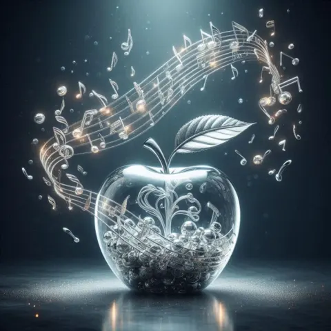 Silver Notes in Glass Apple
