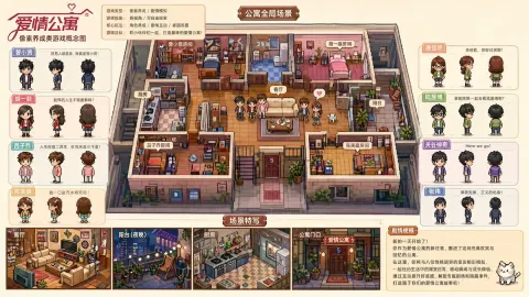 Pixel game concept board from TV drama theme