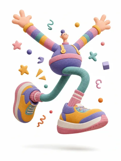 3D Acrobat Jumping Editorial Cartoon