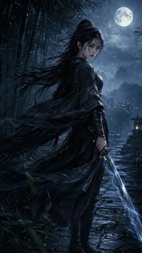 Vertical Wuxia Heroine Portrait