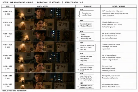 Apartment Drama Animation Storyboard Sheet