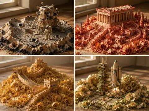 Pencil Shaving Diorama Grid