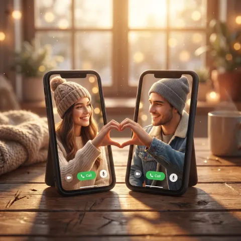 Romantic Smartphone Couple Scene Product Shot
