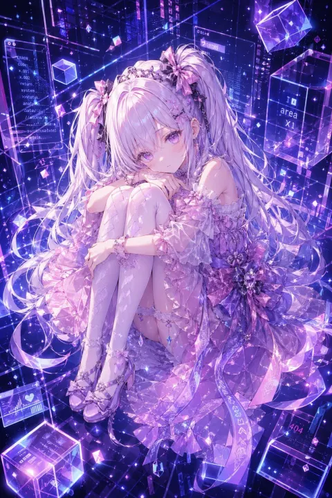 Cyber Crystal Anime Girl Portrait