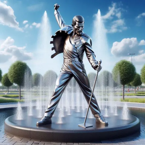 Freddy Mercury Metallic Statue Park Fountain